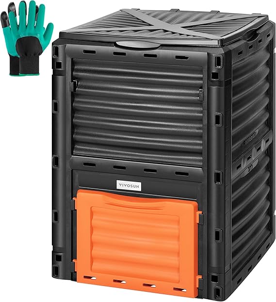 Compost Bin - ถังหมักปุ๋ยกลางแจ้งขนาดแกลลอน ความจุขนาดใหญ่ ประกอบง่าย สำหรับการรีไซเคิลขยะอินทรีย์อย่างมีประสิทธิภาพ