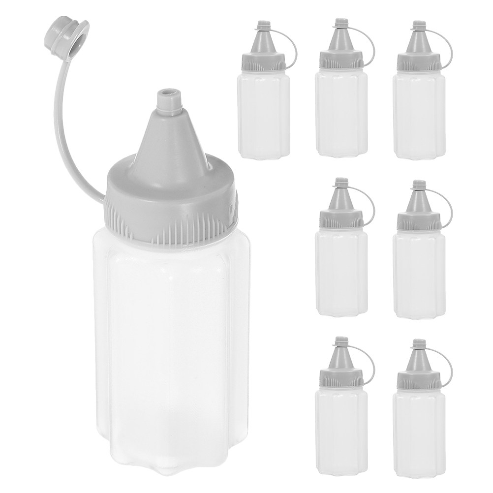 Reusable Bottle - ชุดขวดบีบสำหรับครัว 8 ชิ้น ทำจากพลาสติกใส ใช้ซ้ำได้ เกรดอาหาร