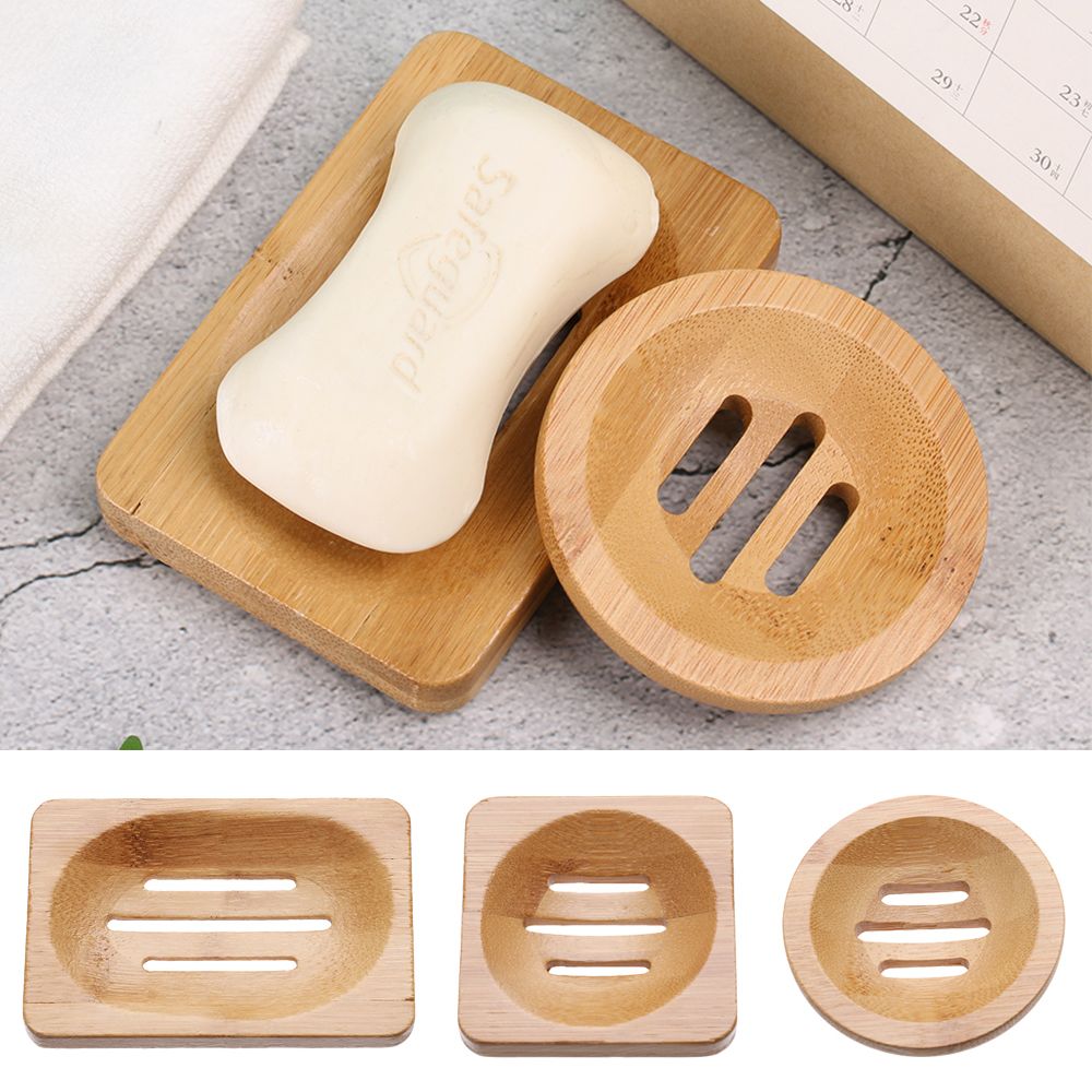Bamboo Cutlery - แบบพกพาไม้ถาดสบู่Drainerจานสบู่สบู่ผู้ถือสบู่อาบน้ําผู้ถือกล่องท่อระบายน้ํากล่องไม้ไผ่