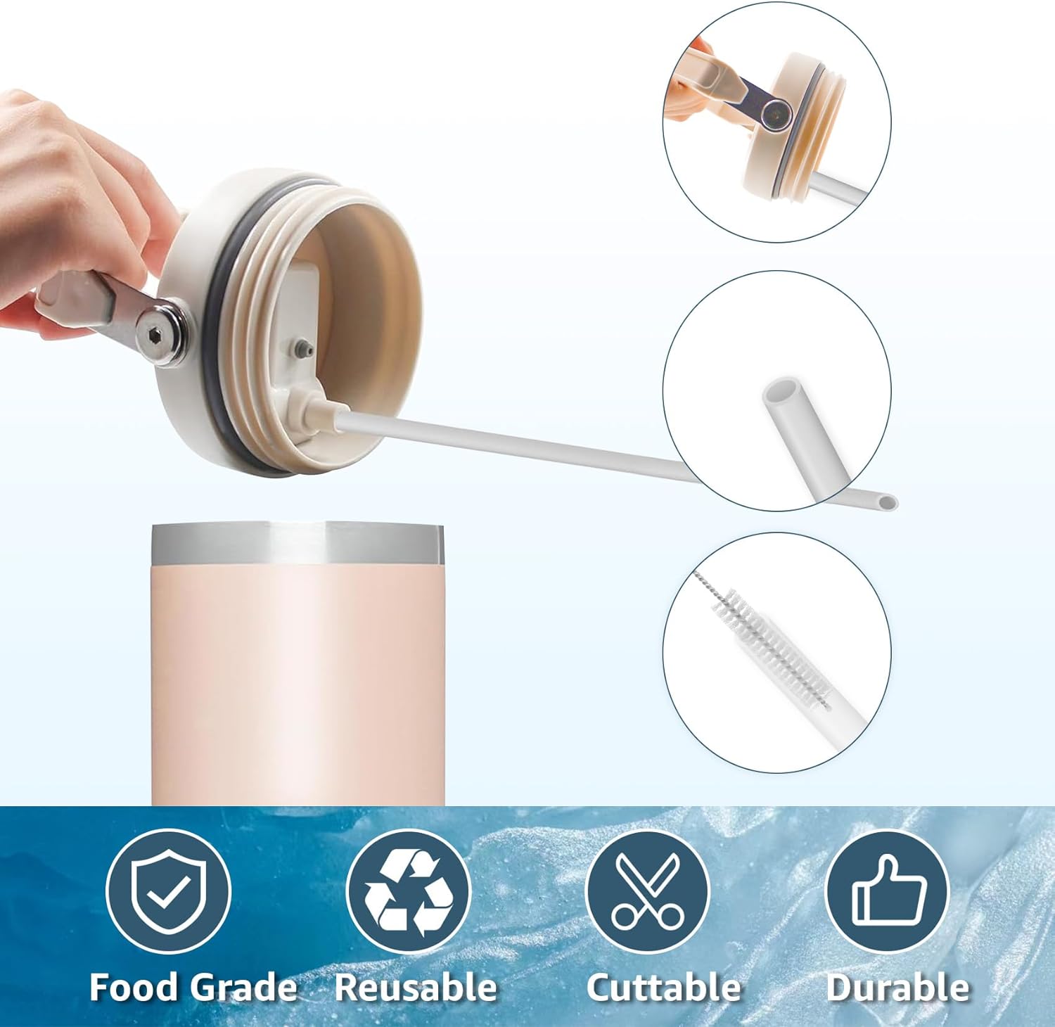 6pcs หลอดดูดแบบใช้ซ้ําได้หลอดพ - Reusable Straw บทวิจารณ์และราคา